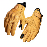 Gants de moto en cuir véritable pour l'été, respirants, perforés, anti-chute, style vintage pour motards