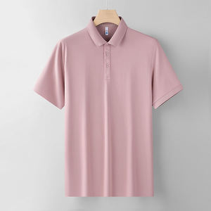 Men's Solid Color Pique Shirt Short Sleeve Casual Knitted Breathable Regular Fit - Product Image 1