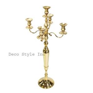 Candelabro de cinco brazos de Metal dorado, decoración de boda, cinco brazos, dorado - Product Image 1