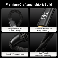 Cable USB Tipo C ULT-unite con revestimiento trenzado y chapado en oro, carga rápida de 240W, cable de datos de 20Gbps, compatible con visualización de video 4K a 60Hz