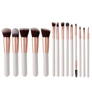 Ensemble de 14 <span class=keywords><strong>pinceaux</strong></span> de maquillage avec manche en bois pour fond de teint, fard à paupières, rouge à lèvres, anticernes, blanc, rose, noir, logo personnalisé, crayon à sourcils - Product Image 1
