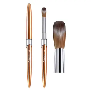 100% Tinh Khiết Kolinsky Acrylic Nail Brush Biểu Tượng Tùy Chỉnh Nhôm Xử Lý Sáu Góc Độ Gốc Crimped Vòng Kolinsky Acrylic Nail Brush