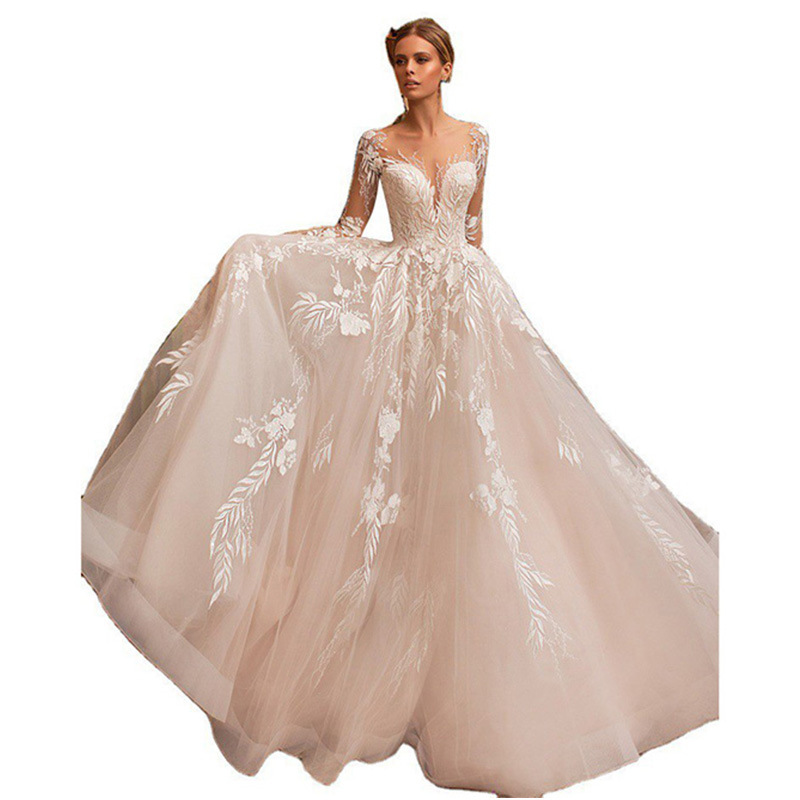slim fit dress slacks Floor Length Applique Ball Gown Off The Shoulder Lace Tulle 1/2 Sleeves Wedding Dresses