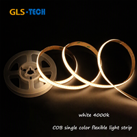 Bande LED COB à double rangée, 600 LED/m, couleur unique, DC24V, 12mm, 24W/m, CRI élevé, bande flexible sans soudure pour l'éclairage des bureaux