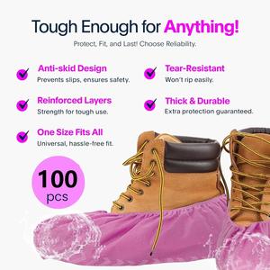 Protège-chaussures imperméables non tissés extensibles bleus bottes noires durables antidérapantes non toxiques réglables réutilisables portables - Product Image 3