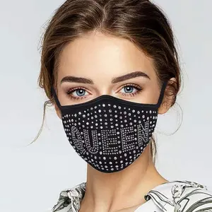 कस्टम लोगो शब्द डिजाइनर चेहरा Maskes पुन: प्रयोज्य धो सकते हैं नरम कपास 3 प्लाई फैशन पार्टी Maskes थोक