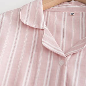 Camicia <span class=keywords><strong>da</strong></span> <span class=keywords><strong>Notte</strong></span> Traspirante in <span class=keywords><strong>Cotone</strong></span> 100% a Righe per Donna, <span class=keywords><strong>Manica</strong></span> Corta, Casual, Primavera Estate Autunno - Product Image 5