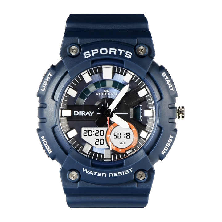 DIRAY 349AD Cool Sport Digital Wrist Watches for Men 5ATM Water Resistant  Dual Time Sport Watch