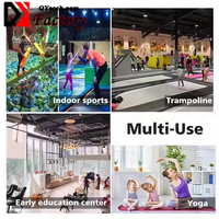 Vente en gros d'usine de chaussettes de sport respirantes et antidérapantes chaussettes de yoga pour trampoline RTS aire de jeux familiale design coloré