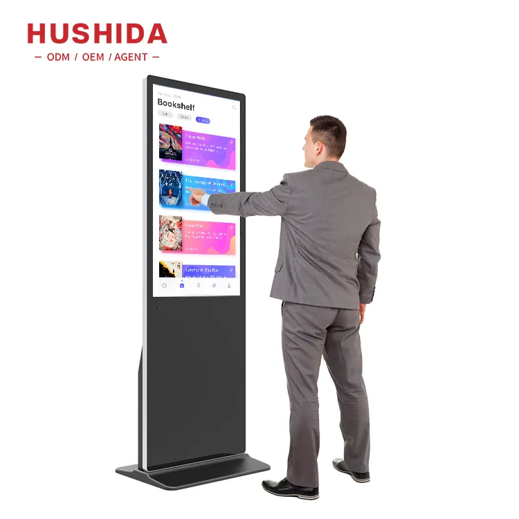 HUSHIDA50インチ新着フロアスタンドデジタルサイネージLEDパワーバンク広告プレーヤー
