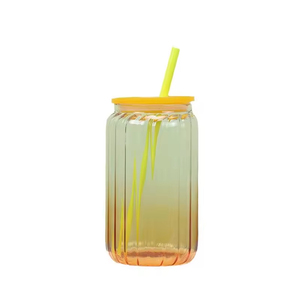 16oz Gradient Color Glass Drinkware Sublimation Party Cups for Students & Couples Includes for Coke <b>Straws</b> - Product Image 6