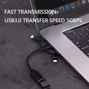 Câble adaptateur OTG 3-en-1 Type-C avec conducteur en cuivre pur, charge rapide pour <span class=keywords><strong>iPhone</strong></span> 14/13/12, USB 3.0, Micro USB, <span class=keywords><strong>8</strong></span> broches, utilisation avec imprimante - Product Image 3