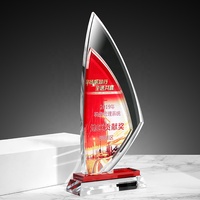 Trophée Plaque Bateau à Voile en Verre Cristal Personnalisable, Gravure Laser du LOGO, Modèle Coupe Colorée, Souvenir de Commémoration, Cadeau