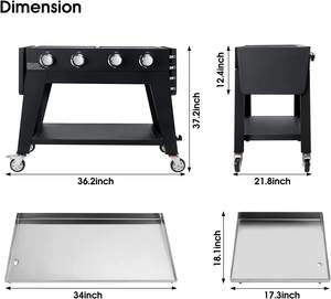 Grills à gaz d'extérieur grade alimentaire 4 brûleurs gril au propane <span class=keywords><strong>plancha</strong></span> gaz <span class=keywords><strong>plaque</strong></span> plate gril à vendre - Product Image 3
