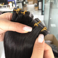 Extensions de cheveux brésiliens Remy double trame, 10-30 pouces, 12A, cheveux vierges bruts, cuticules alignées, extensions invisibles à clipser
