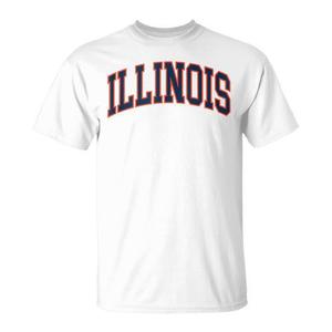 T-shirt vintage Illinois dal design retrò blu e arancione - Product Image 1