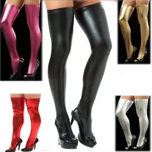 Fashion england hot sexy lingerie ladies PU patent leather stocking thigh high socks for women