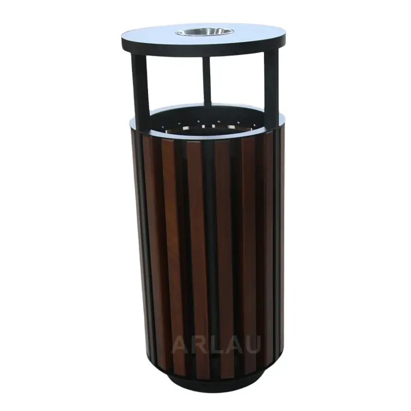 屋外円形木製ゴミ箱ゴミ箱ガーデンストリートモダンリサイクルゴミ箱公共商業ゴミ箱