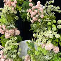 Arche de mariage Sunwedding, fleurs sauvages du printemps, arche de fleurs artificielles rose et verte pour la décoration et la scène d'événement