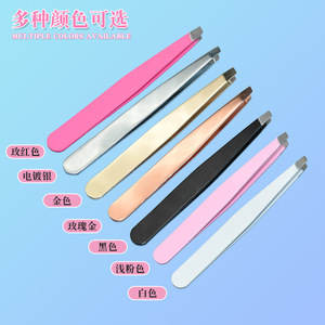 Pinzas de cejas inclinadas de acero inoxidable fabricadas en fábrica, rizador de pestañas, pinzas para depilar la barba, productos metálicos, depilador de cejas - Product Image 2