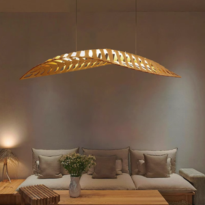 Plafonnier en <span class=keywords><strong>bois</strong></span> <span class=keywords><strong>flotté</strong></span> moderne avec perles, lustre en <span class=keywords><strong>bois</strong></span> tombant, avec luminaires suspendus de taille moyenne - Product Image 5