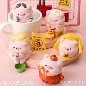 Yu Mo Craft - Caja Sorpresa con Figura de Cerdito de la Suerte, PVC, Paquete de 6, Muñeco de Animal de Dibujos Animados, Adorno, Regalo para Niñas, Decoración de Cumpleaños - Product Image 2