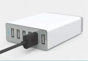 Chargeur mural 5V 10A adaptateur de voyage universel rapide 50W station de charge USB de bureau avec câble de chargeur USB multi-6 ports