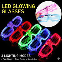 Lunettes LED carrées lumineuses à lumière froide clignotante en plastique pour concerts, soirées, bars, KTV, accessoires d'ambiance et de cheering