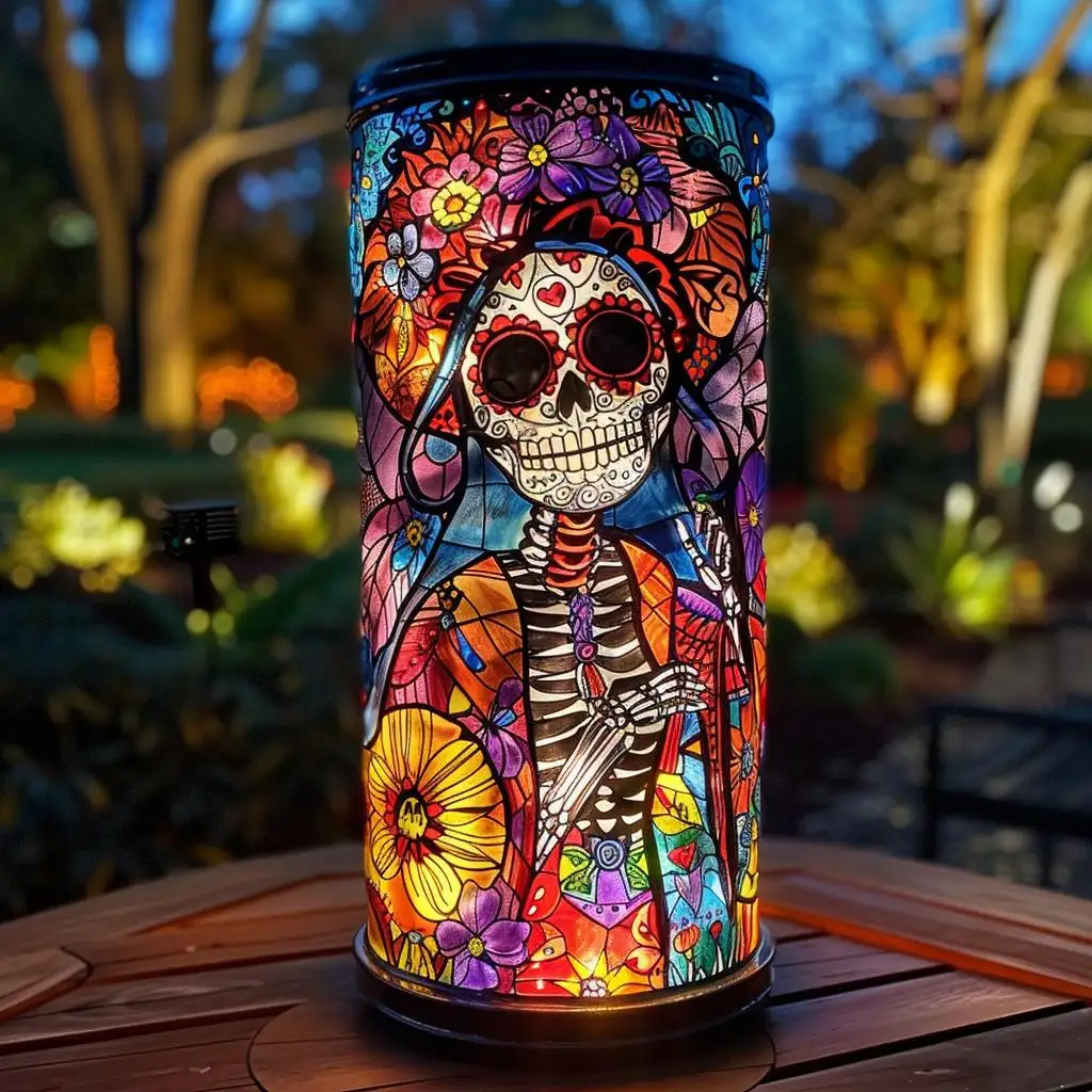 Vente en gros de lumières décoratives mexicaines du jour des morts commerciales grande décoration de crâne à lumière led