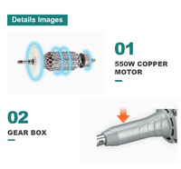 Meuleuse droite électrique Power Action SAG550 550W 30000 tr/min avec embout de serrage de 6,35 mm pour le polissage et l'ébavurage du métal