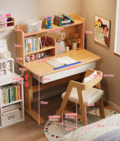 Bureau et étagère ergonomiques pour enfants en bois massif, modèle Grow-with-Me, pour la maison, le bureau et l'école