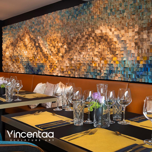 Vincentaa Art mural en mosaïque de bois sur mesure de grande taille pour les restaurants et hôtels de luxe - Product Image 1