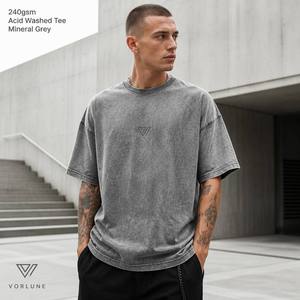 T-shirt Personalizzata con Logo, 100% Cotone 240gsm, Pesante, da <span class=keywords><strong>Uomo</strong></span>, Stile Streetwear Vintage, Lavaggio Acido, Oversize, Maglietta Bianca, Produttore - Product Image 4