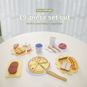 Ensemble de jeu de cuisine en bois pour enfants, pour l'apprentissage précoce de la cuisine, avec accessoires alimentaires et ustensiles de découpe simulés, pour usage domestique - Product Image 2