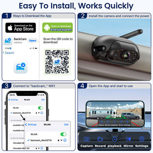 Caméra de <span class=keywords><strong>voiture</strong></span> sans fil HD WiFi 5G avec panneau <span class=keywords><strong>solaire</strong></span>, installation magnétique, alarme d'angle mort IA, DVR avant/arrière pour camion, bus, camping-car, fourgonnette - Product Image 5