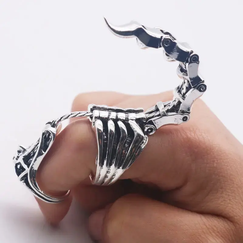 Vendita calda smart rings jewelry Scorpion Punk Joint Rings Vintage Cool Gothic Scroll Armor Knuckle Metal Full Finger per uomo donna