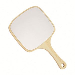 Miroir de poche personnalisé avec logo, naturel, avec poignée, mignon, pour le rasage, simple face, portable, cadeaux promotionnels de voyage - Product Image 1