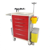 Chariot médical d'urgence multifonctionnel, chariot de secours hospitalier, armoire de rangement infirmier à 5 tiroirs sur roulettes silencieuses