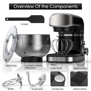 <span class=keywords><strong>Robot</strong></span> de <span class=keywords><strong>cuisine</strong></span> multifonction électrique 3,5 L en acier inoxydable, batteur sur socle 700 W, design à tête inclinable, 6 vitesses, pétrissage de la pâte, mélange des œufs - Product Image 2