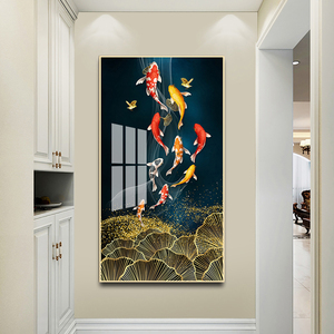 Arte Murale Moderna per Arredamento Casa, Stampa Digitale HD su Tela <span class=keywords><strong>di</strong></span> <span class=keywords><strong>Pesci</strong></span> Koi, Dipinto <span class=keywords><strong>di</strong></span> Lusso su Vetro Cristallo e Porcellana - Product Image 3