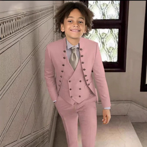 <span class=keywords><strong>Costume</strong></span> 3 pièces kaki pour garçon : veste ouverte, gilet et pantalon – Smoking personnalisé pour enfants, idéal pour mariage, anniversaire, cocktail - Product Image 4