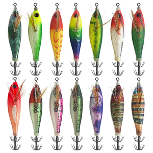 Set di 14 esche luminose in plastica a forma di calamaro, ami in acciaio inossidabile per la pesca in mare, kit di esche fluorescenti al buio per seppie - Product Image 2
