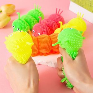 Jincan Novelty Light Toy Hot Selling Unisex Flash Vent Elastic Ball Caterpillar Design Square Squeeze Plastic Toys for Kids - Product Image 4