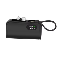 Nouveau Mini Smart LCD Power Display Portable 5000mAh Chargeur Intégré Double Prise De Charge Pliable Capsule Power Bank Avec Longe