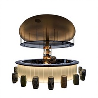 Comptoir de bar de restaurant rond moderne de luxe avec des designs personnalisables, matériau en surface solide coréen pour bar à domicile et utilisation hôtelière