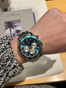 AIMANA, reloj de pulsera de moda luminoso de cristal de 22mm con correa de acero inoxidable de aleación de cuarzo multifuncional suizo para hombre, venta al por mayor - Product Image 6