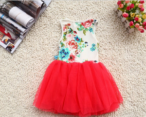 Ropa Infantil, Vestido Corto sin Mangas con Estampado Floral y Lazo, de Algodón, para Niñas Bebés, de China - Product Image 4