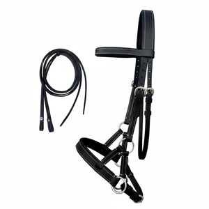 Brida de cuero de caballo al por mayor a granel con riendas, fuerte, duradera, cómoda, tachuela de equitación ecuestre Premium para espectáculo - Product Image 1