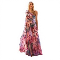 SS097 2026 Nouvelle Robe Longue Plissée en Mousseline Imprimée Florale Style Bohème de Vacances Épaules Dénudées pour l'Été Transfrontalier