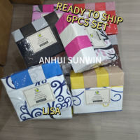 6pc ensemble de literie en gros en stock au détail imprimé fleuri doux au toucher drap housse king size drap de lit avec taie d'oreiller 6 pièces
